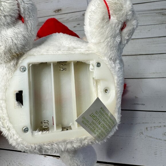 Animatronics Valentines White 8" Plush Puppy Red Ears Heart Sings Be My Girl - Picture 7 of 9